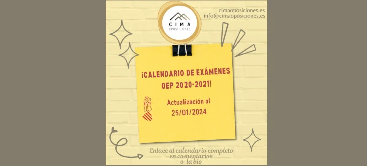 PREVISIÓN DEL CALENDARIO D'EXAMENES OEP 2020-2021